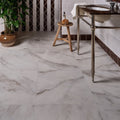 East village porcelain bianco 60 x 60cm white marble effect floor tiles with subtle gray veining