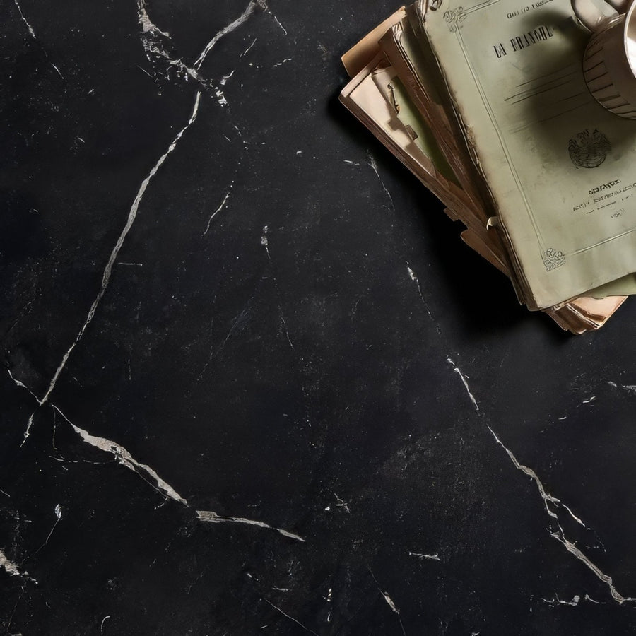 East village porcelain nero 60 x 60cm black marble surface with striking white veining for elegant flooring and walls