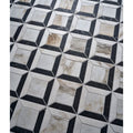 Black and white marble geometric three-dimensional porcelain mosaic tile from east village quadrant oro collection