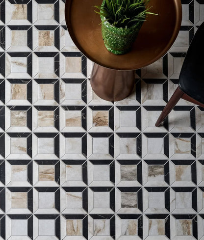 East Village Porcelain Quadrant Mosaic Oro