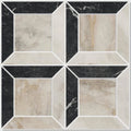 Black and beige marble geometric three-dimensional pattern on east village porcelain quadrant mosaic oro tile