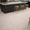 Eastford Mink Matt Porcelain beige marble-effect floor tiles with subtle veining and a matt finish