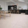 Eastford Mink Matt Porcelain cream marble-effect floor tiles with subtle veining and a matt finish