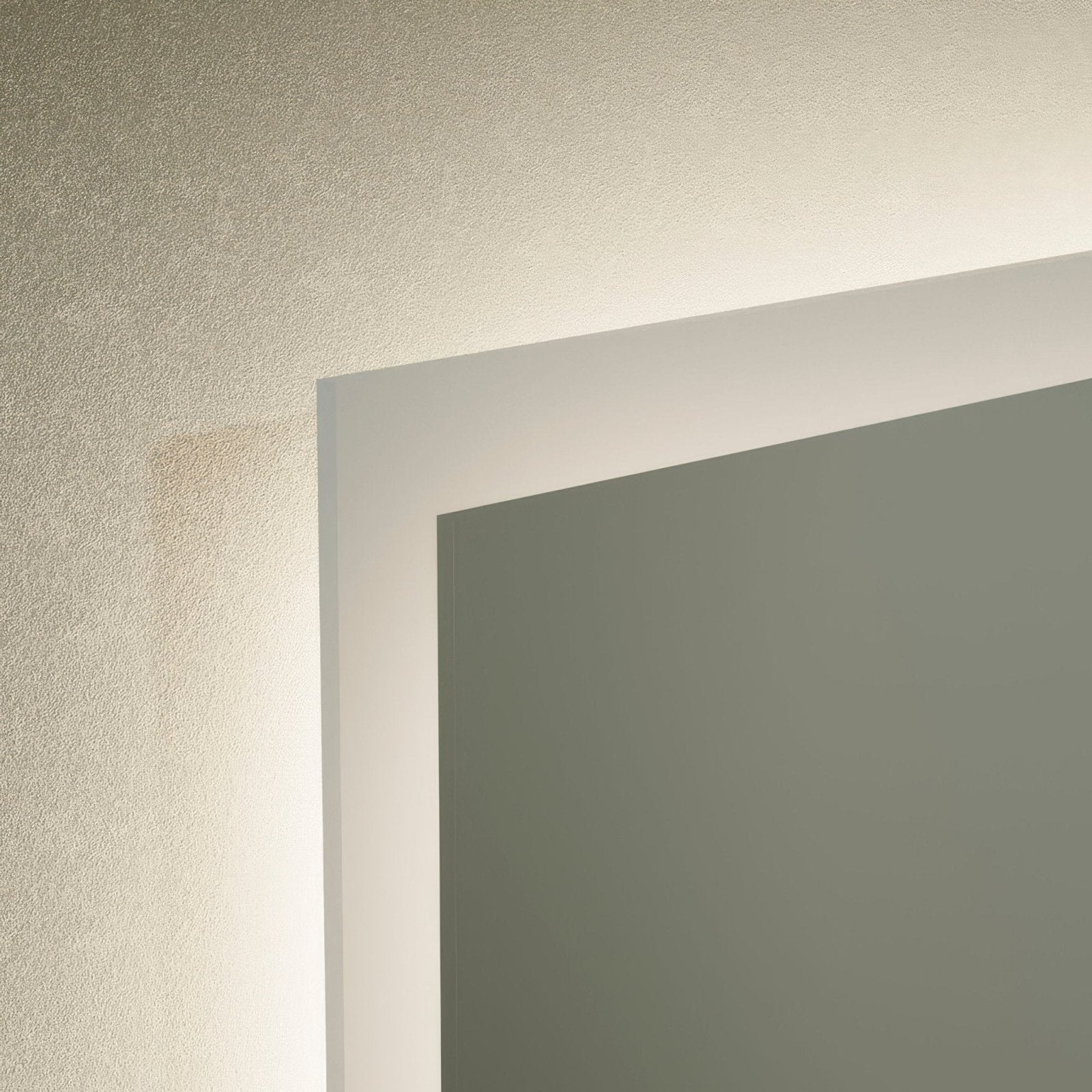 Edison rectangular mirror 120 white framed with sleek minimalist design against a textured wall