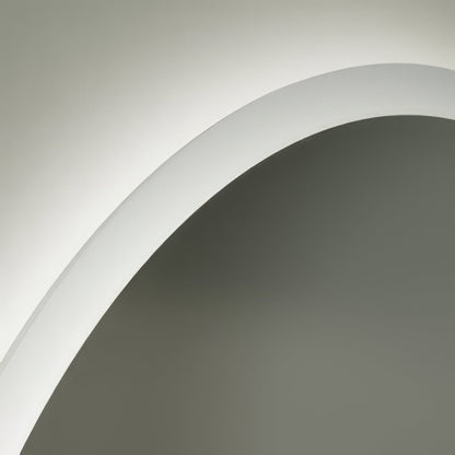 Edison round mirror 60cm with minimalist white curved architectural molding and smooth clean finish