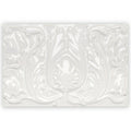 White ceramic rectangular tray with raised ornate floral and leaf patterns edwardian acanthus highgate design