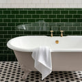 Edwardian Green Half Tile in a bathroom setting