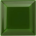 A sleek square-shaped green ceramic Edwardian green metro bevelled tile with glossy finish and raised edges 75 x 75mm