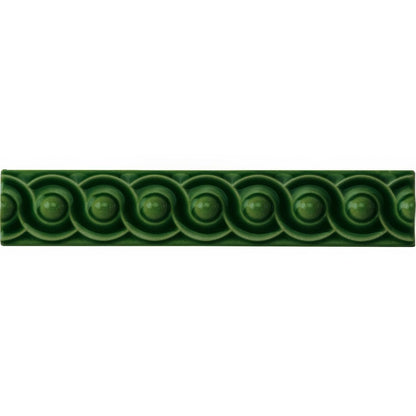 Edwardian Green Scroll Moulding Ceramic Wall Tile 152x29mm