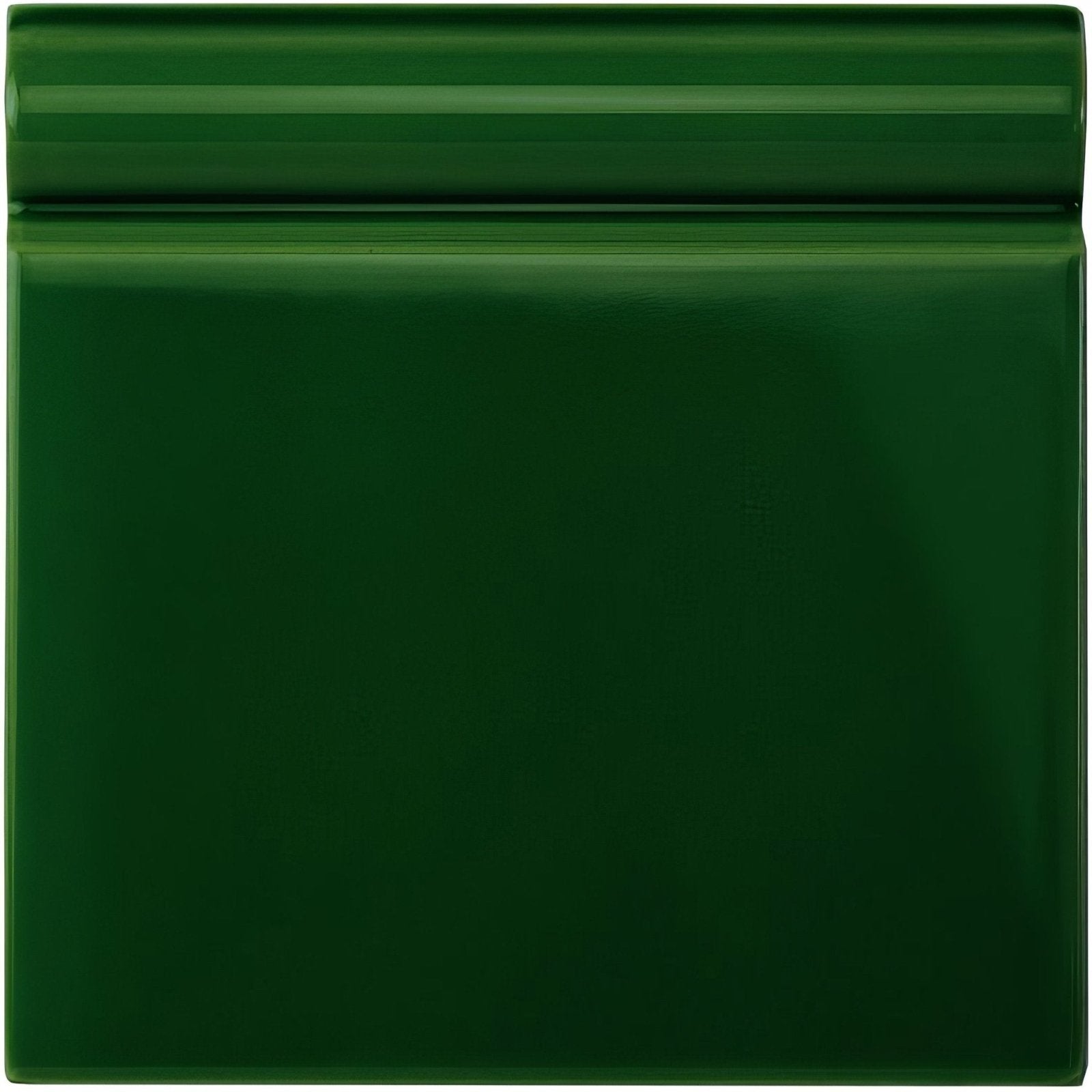 Edwardian green skirting tile deep green ceramic with a glossy finish and raised beveled edge