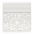 White ceramic edwardian highgate dado tile with raised ornate floral and leaf patterns for wall decoration