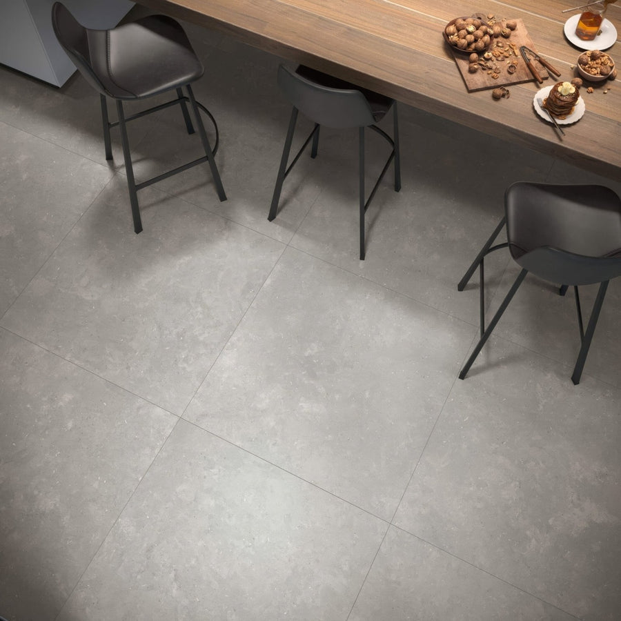 Elba 1859 gris matt gray concrete-effect floor tiles with subtle texture and matte finish for indoor use