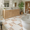 Elixir Marble Cashmere Honed in a bathroom setting (2)
