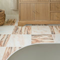 Elixir Marble Oud Rose Honed square marble tiles in soft rose tones with natural veining