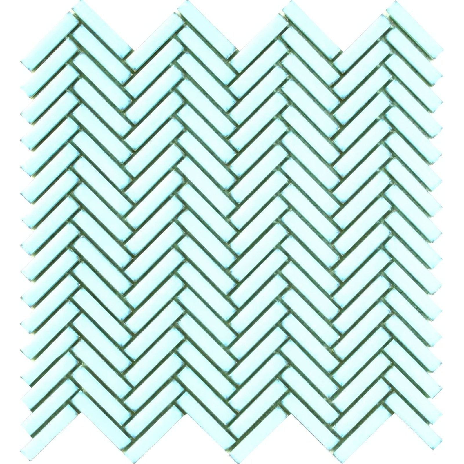 Elle 28.3 x 28.3cm mint green herringbone patterned glass mosaic tile for decorative wall and backsplash use