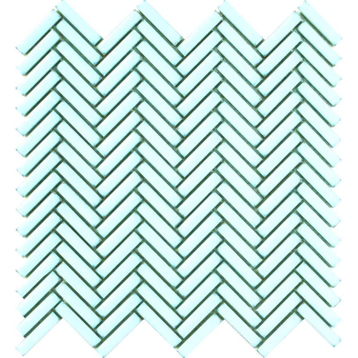 Elle 28.3 x 28.3cm mint green herringbone patterned glass mosaic tile for decorative wall and backsplash use