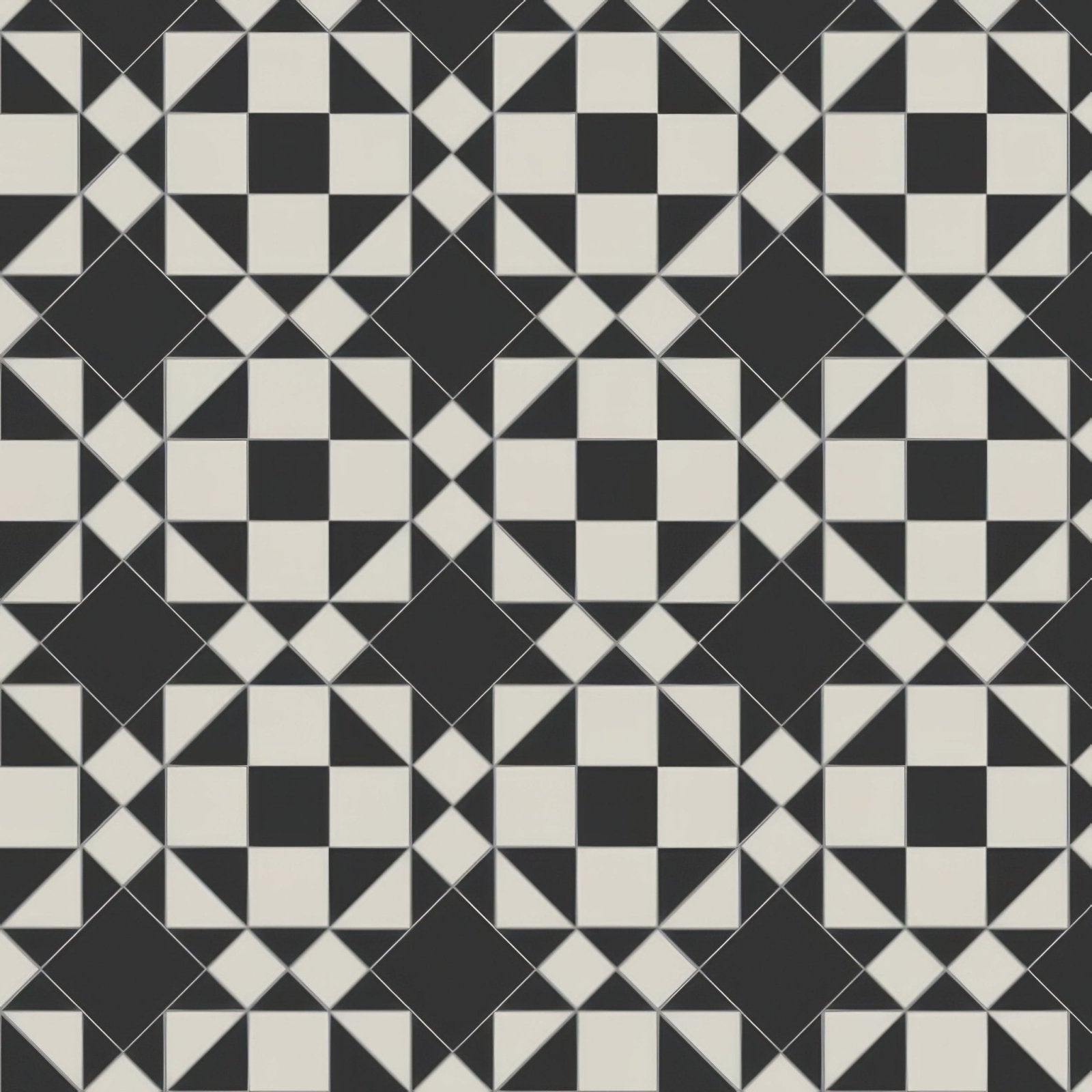 Eltham black and white floor tile with black and off-white diamond pattern perfect for stylish interiors