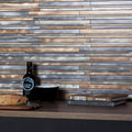Empire aluminium mosaic sleek modern metallic tile backsplash with horizontal strips in silver and bronze shades