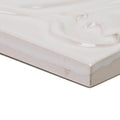 White ceramic tile empress beatrice pearl with glossy finish and raised swirling decorative pattern