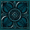 Deep teal ceramic tile empress beatrice tourmaline with raised floral relief design