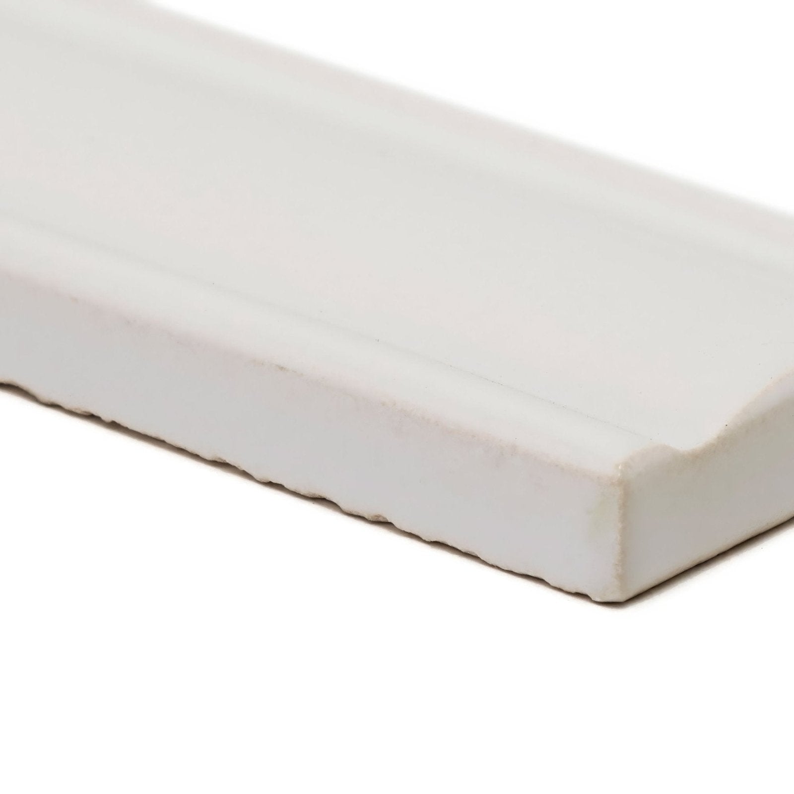 Empress Dado Pearl white ceramic tile with smooth matte finish and subtle beveled edges for wall use