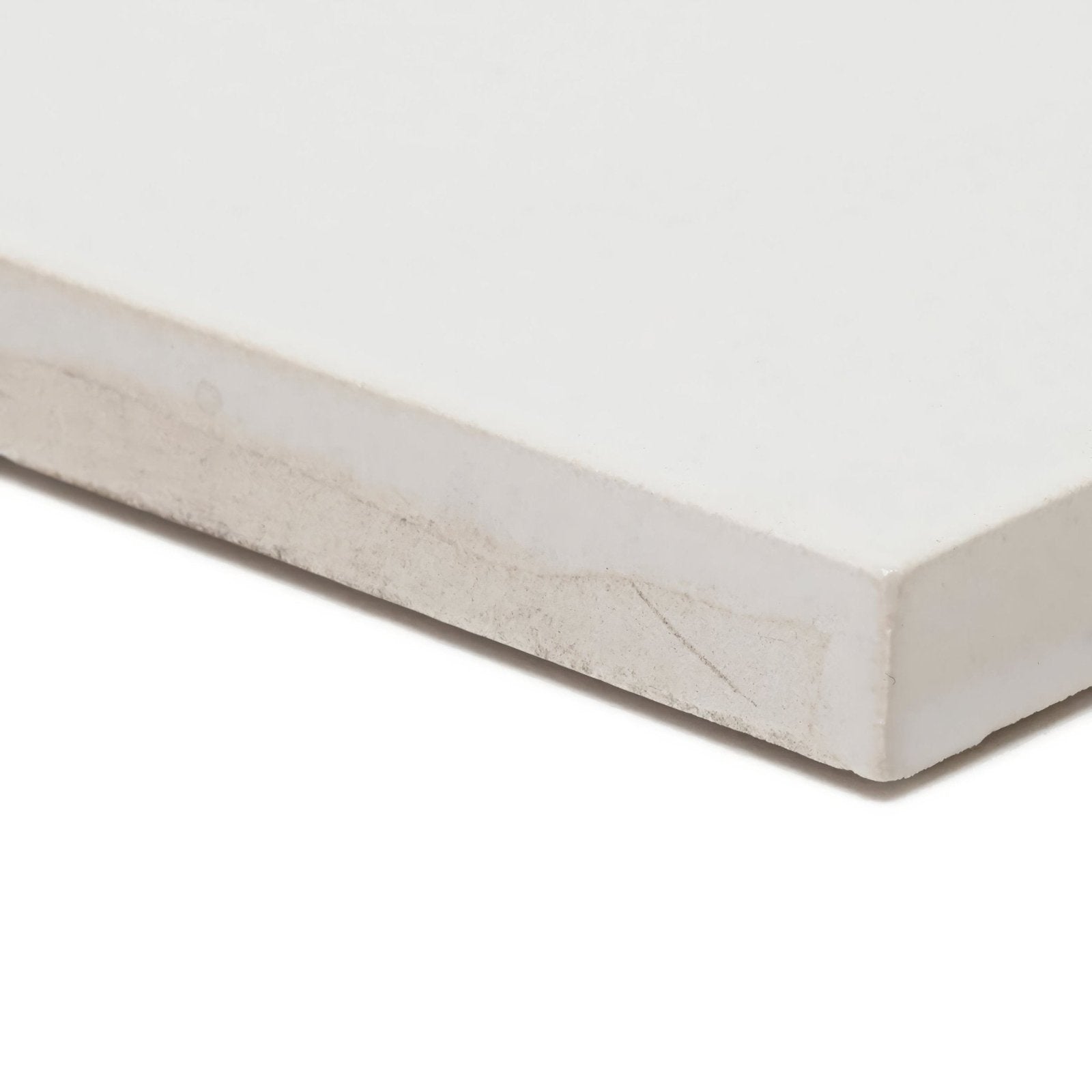 Empress pearl base white rectangular ceramic tile with smooth glossy finish and subtle grayish undertones along edge