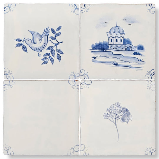 English Delft Bee Blue Gloss Tile - alternate view