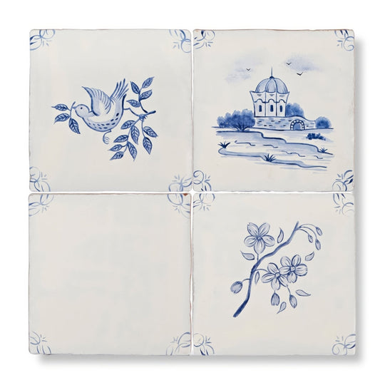 English Delft Blossom Blue Gloss Tile - alternate view