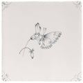 English Delft charcoal butterfly 2 ceramic plate with delicate gray butterfly and stylized flower in fine line art