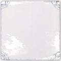 English delft blue gloss corner tile white ceramic with delicate blue floral motifs in each corner