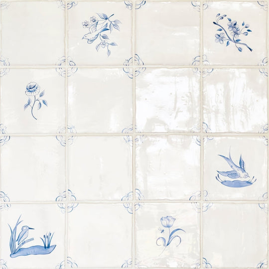 English Delft Blue Gloss Corner Tile - alternate view