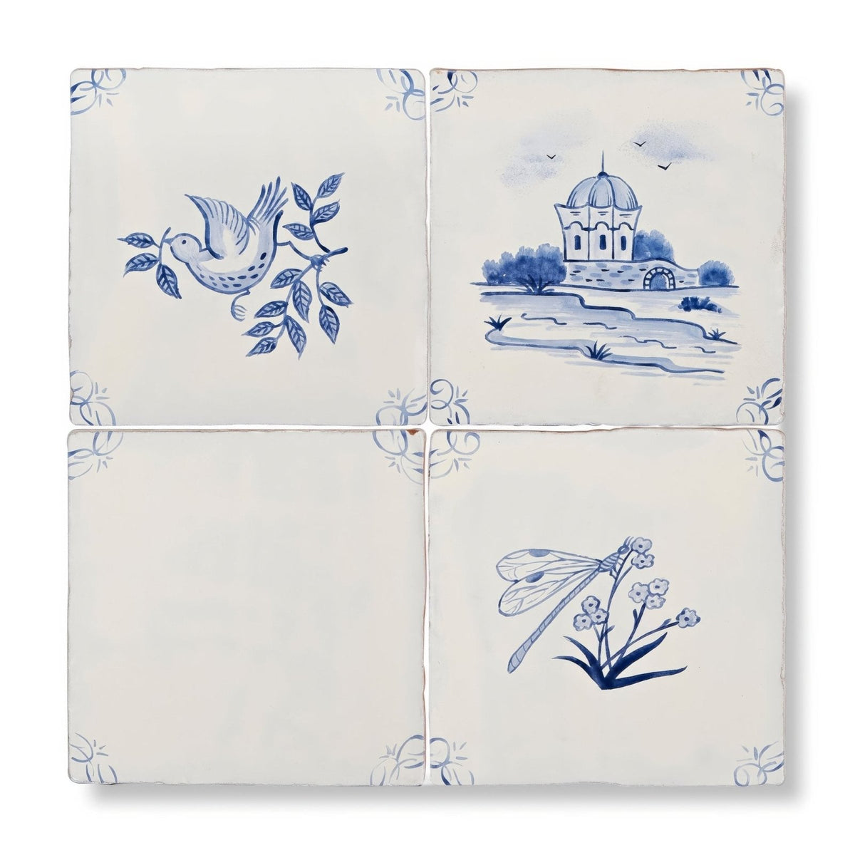 English Delft Dragonfly Blue Gloss Tile – pattern detail (2)