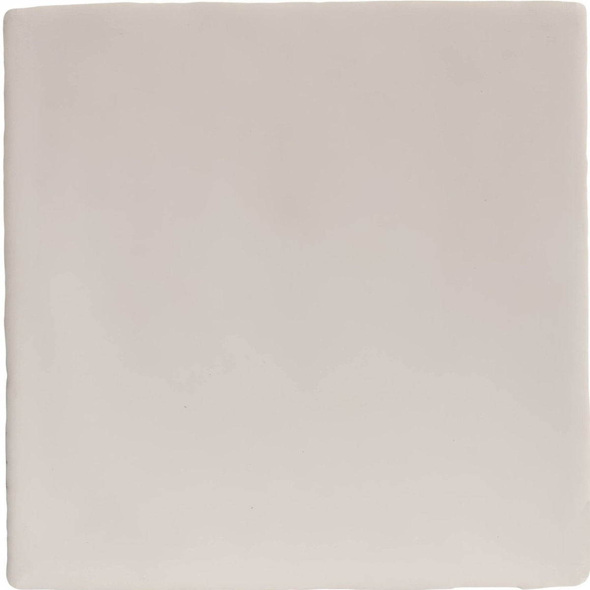 English Delft matt white base ceramic tile with smooth off-white surface subtle matte finish and rounded edges