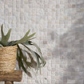 Enso Cobble Mosaic Cube Chalk, white textured stone cube mosaic