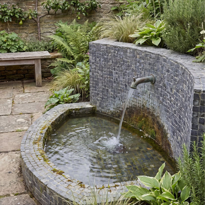 Enso Cobble Mosaic Cube Charcoal dark grey mosaic tile wall