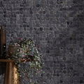 Enso Cobble Mosaic Cube Charcoal, dark grey stone cube mosaic