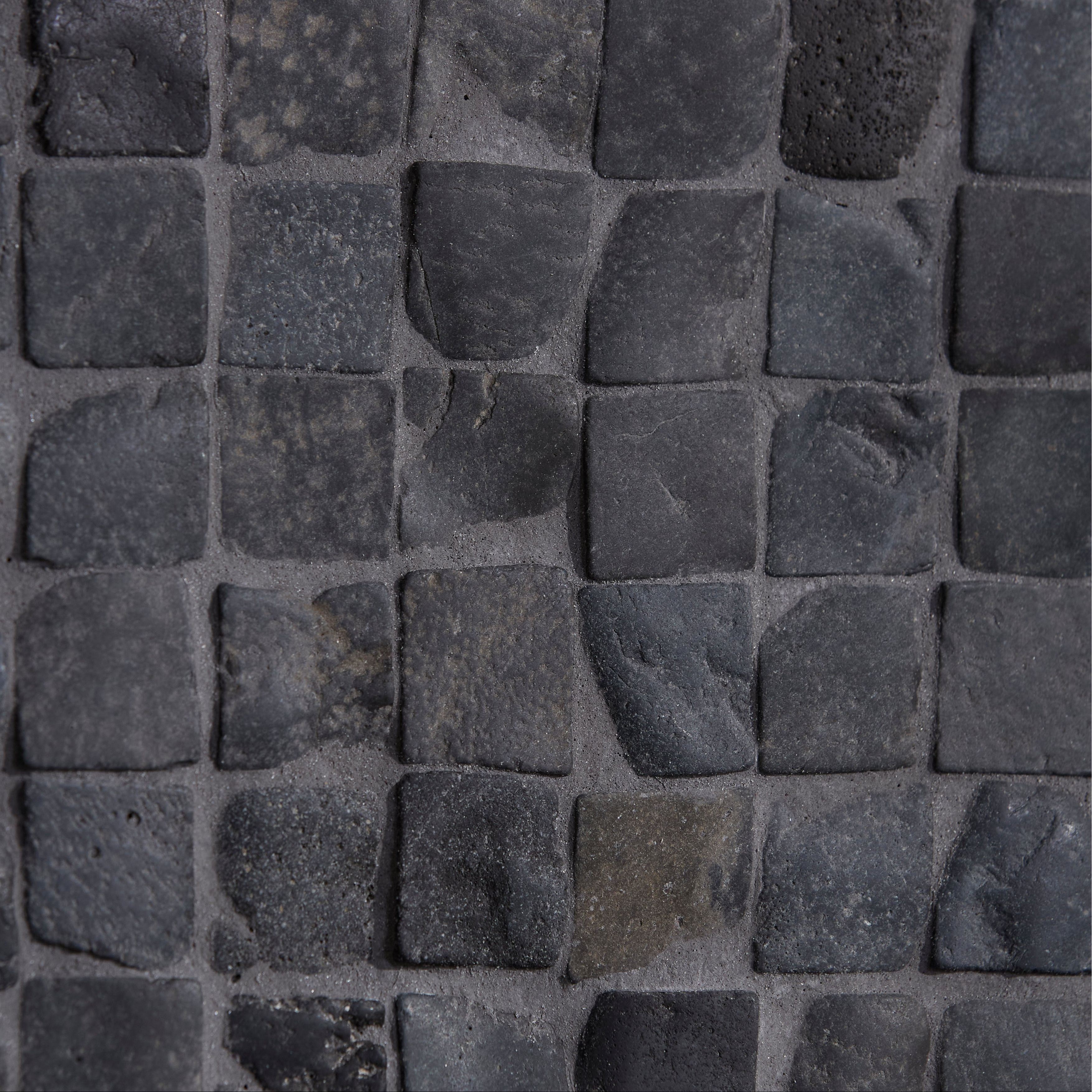 Enso Cobble Mosaic Cube Charcoal dark gray irregular stone tiles with rough natural texture for flooring and walls
