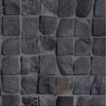 Enso Cobble Mosaic Cube Charcoal dark gray irregular stone tiles with rough natural texture for flooring and walls