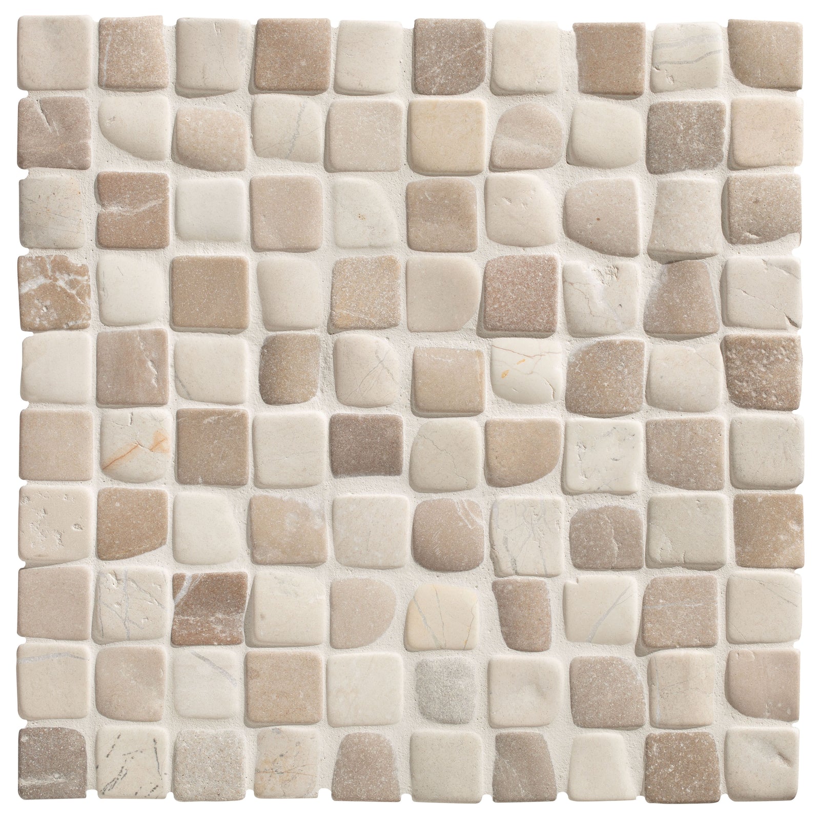 Enso Cobble Mosaic Cube Sand & Chalk Chess Wall & Floor Tile – detail view 3