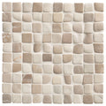 Beige and cream enso cobble mosaic cube sand and chalk chess tile with irregular natural stone pieces