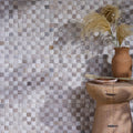 Enso Cobble Mosaic Cube Sand and Chalk Chess, beige and cream stone cube mosaic