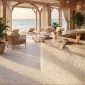 Enso Cobble Mosaic Strip Chalk stone mosaic in a styled setting