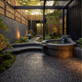 Enso Cobble Mosaic Strip Charcoal dark grey pebble mosaic detail