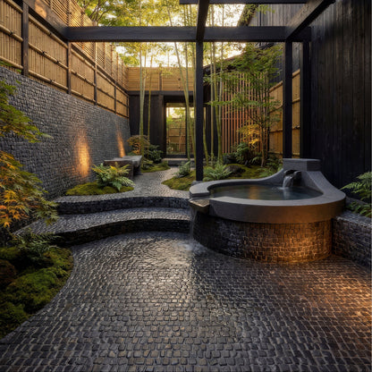 Enso Cobble Mosaic Strip Charcoal dark grey pebble mosaic detail