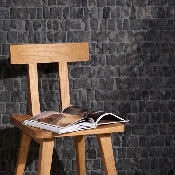 Cobble Mosaic Strip Charcoal Wall & Floor Tile