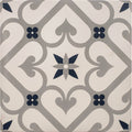 Square ceramic tile epoque dark blue on chalk with vintage-inspired cream gray and navy blue pattern