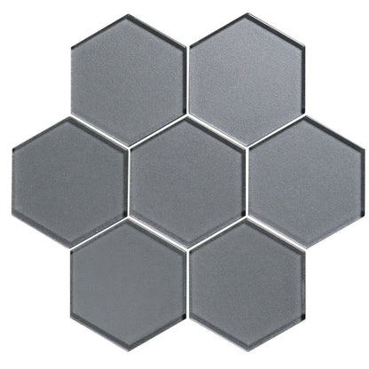 Erebos Metallic Hexagon Glass Mosaic Wall Tile – thumbnail 1