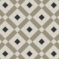 Geometric patterned floor tile with repeating diamond design in black exeter, dover white, and holkham dune tones