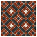 Exeter black red and white terracotta and black diamond-patterned mosaic tile with cream-colored grout