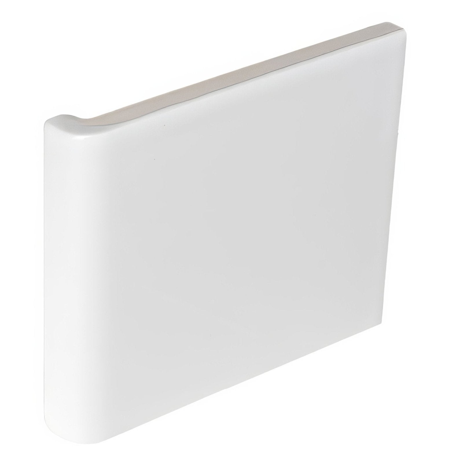 External half tile wrapping piece brilliant white with smooth glossy finish white rectangular tile with rounded edges